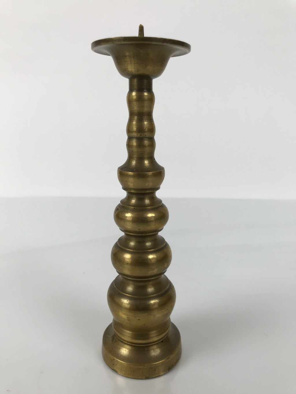 Japanese Buddhist Altar Fitting Brass Candle Stand Vtg Metal Shokudai Gold BA770