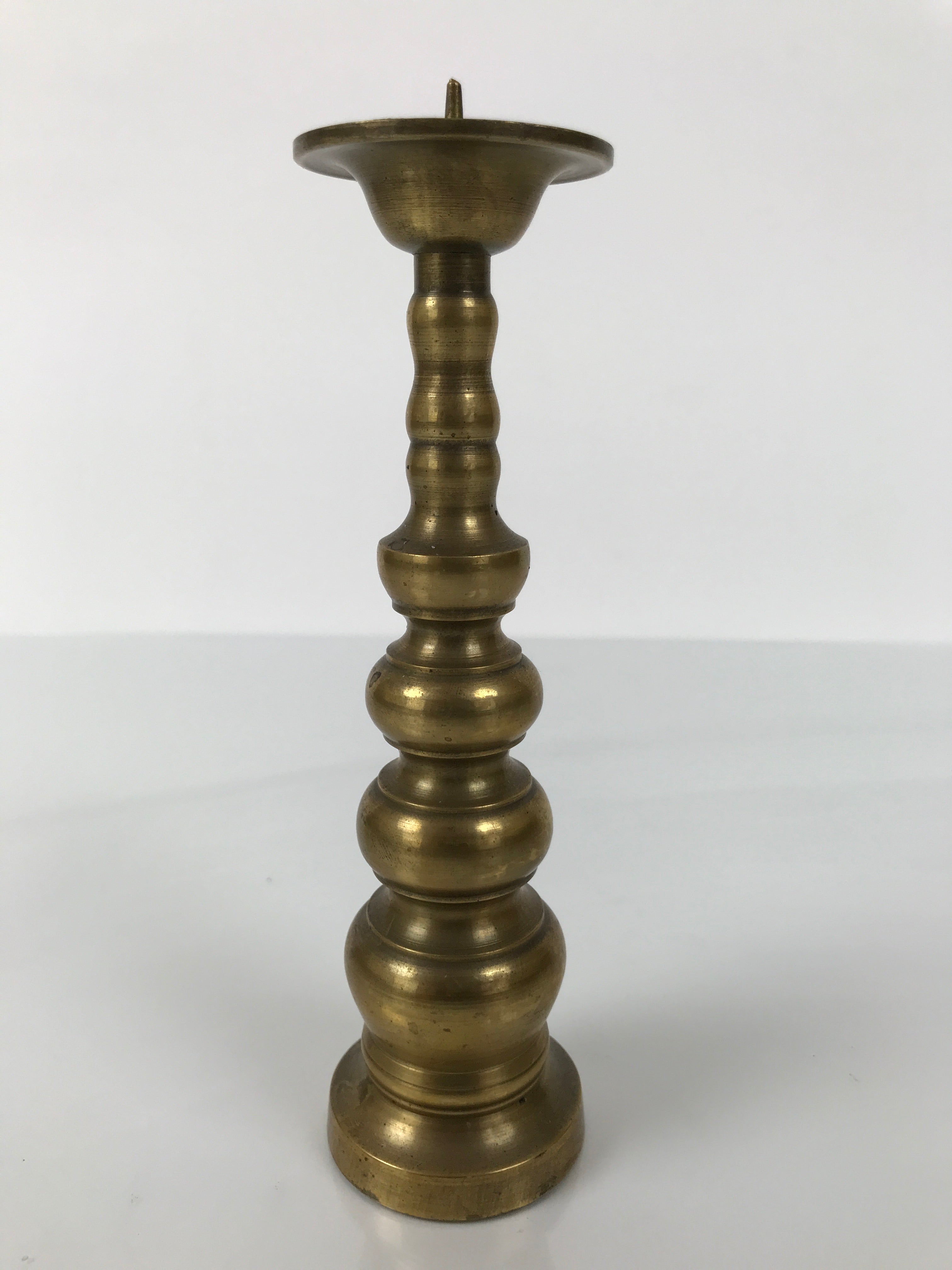 Japanese Buddhist Altar Fitting Brass Candle Stand Vtg Metal Shokudai Gold BA770