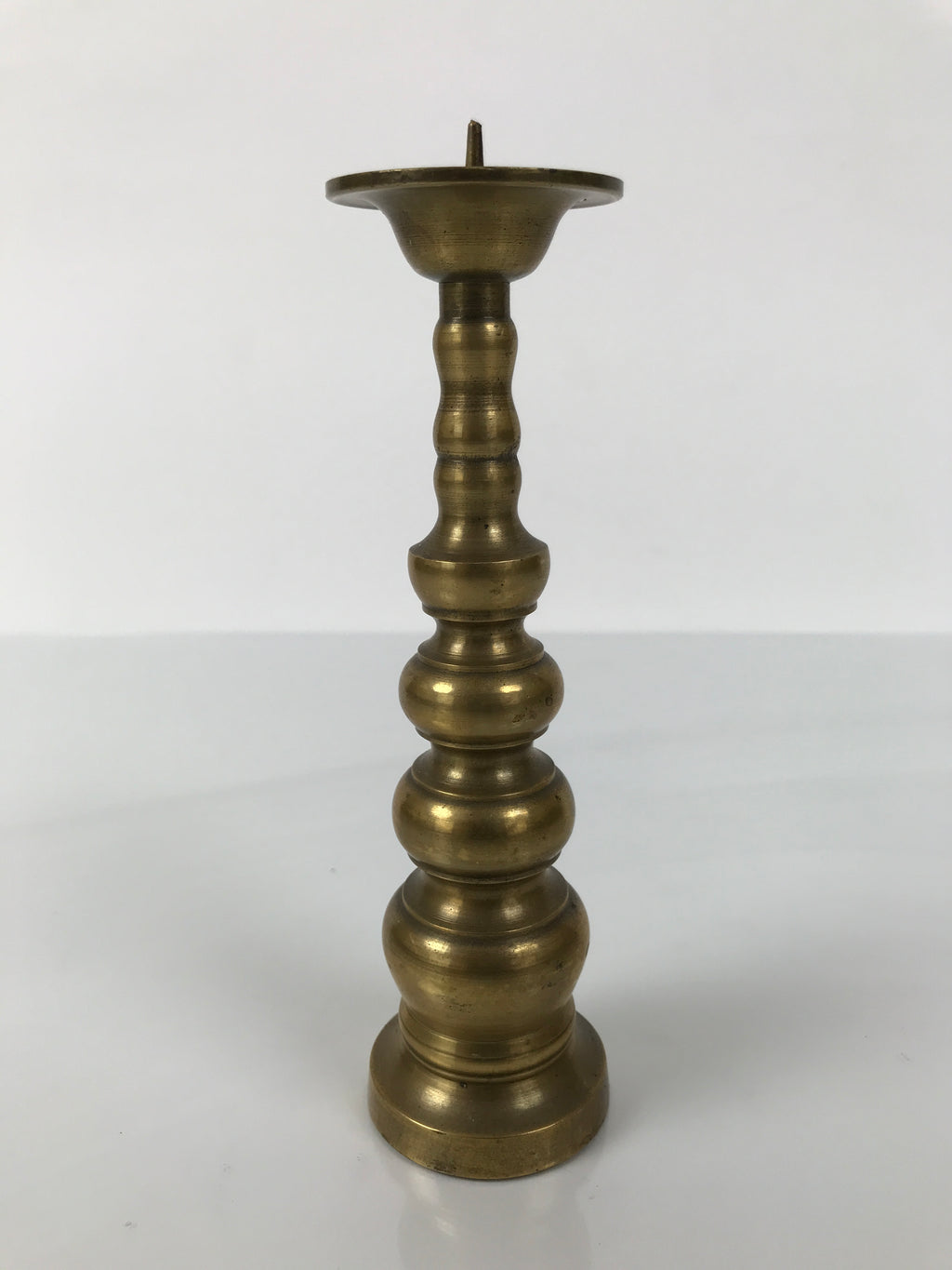 Japanese Buddhist Altar Fitting Brass Candle Stand Vtg Metal Shokudai Gold BA770