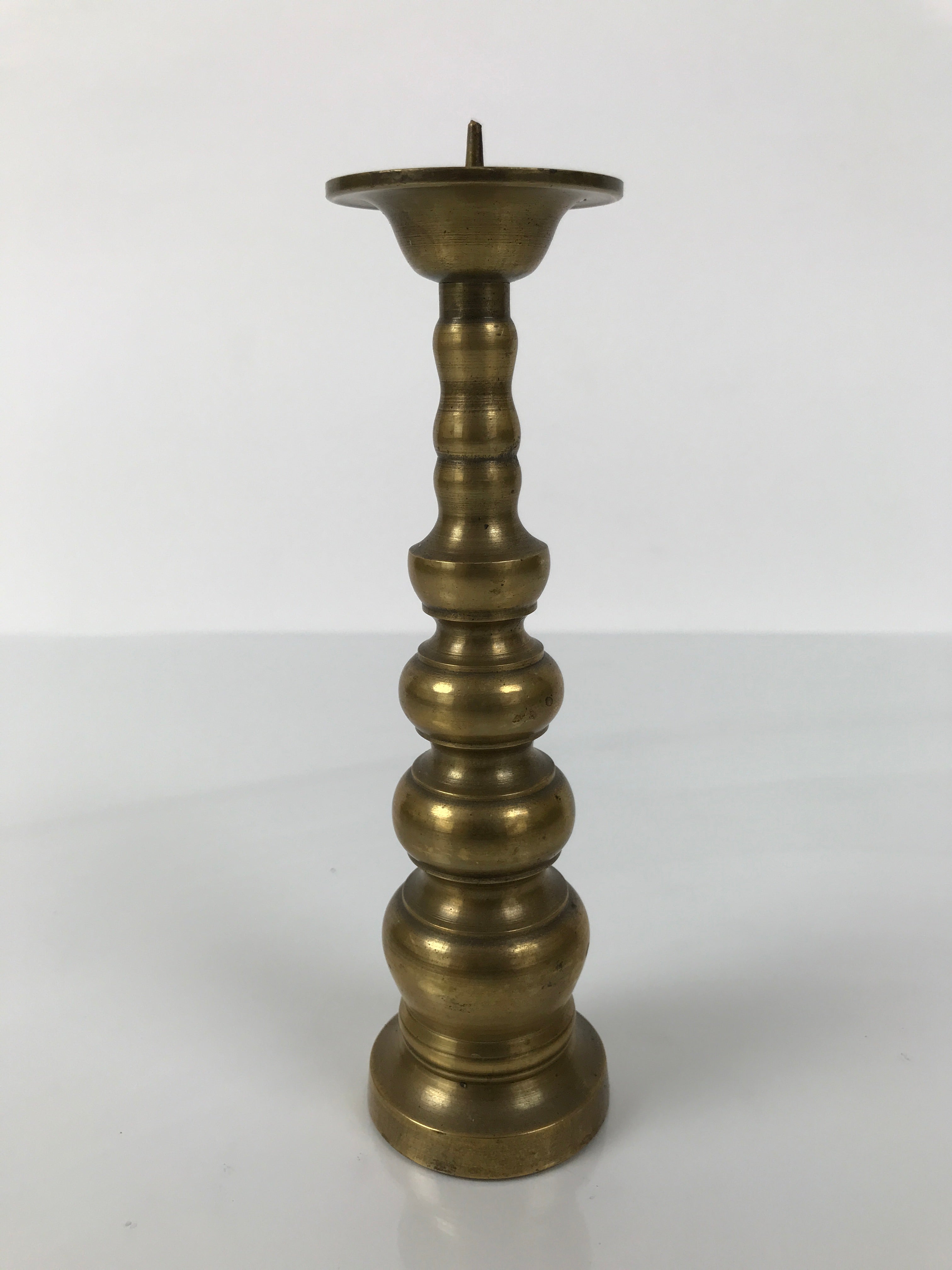 Japanese Buddhist Altar Fitting Brass Candle Stand Vtg Metal Shokudai Gold BA770