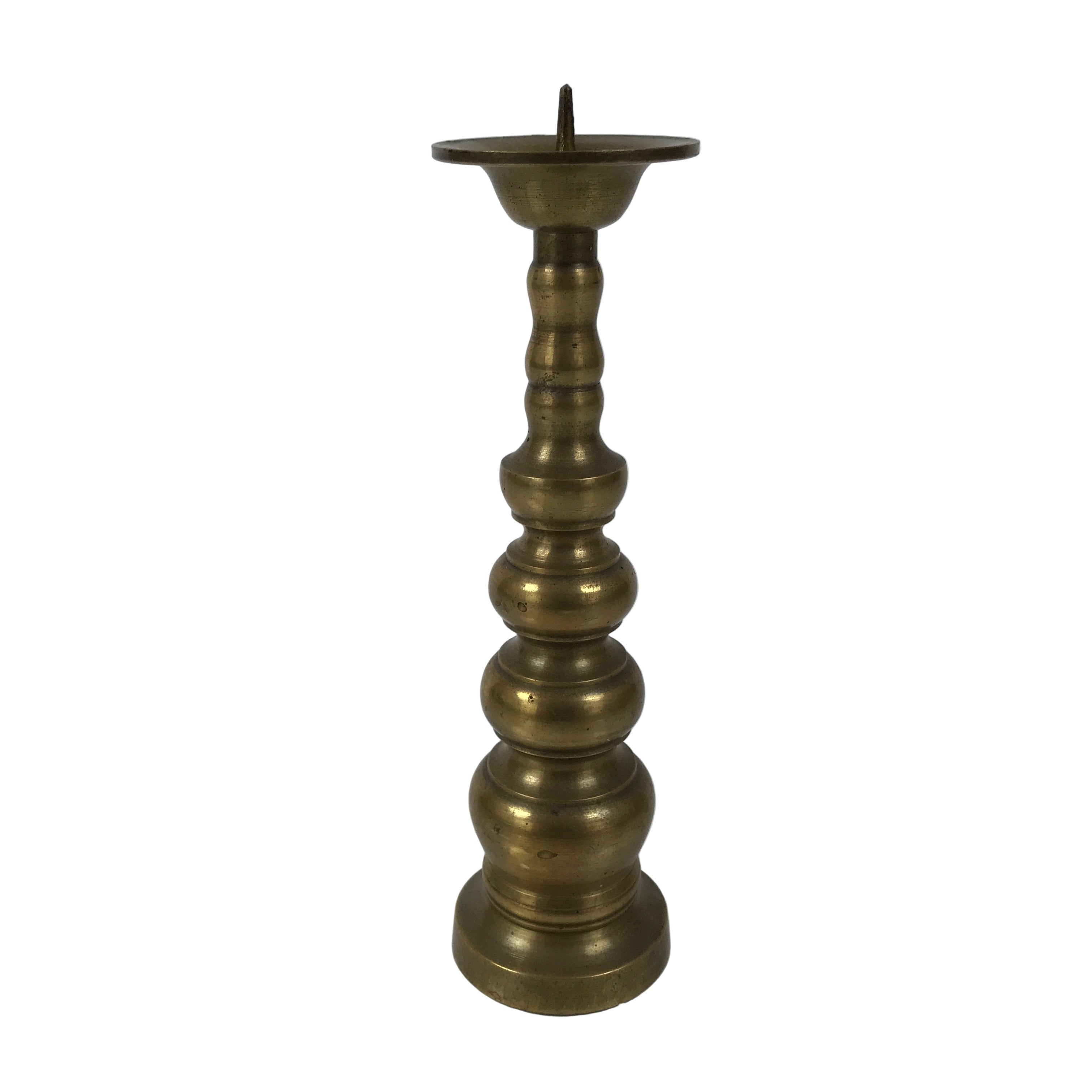 Japanese Buddhist Altar Fitting Brass Candle Stand Vtg Metal Shokudai Gold BA770