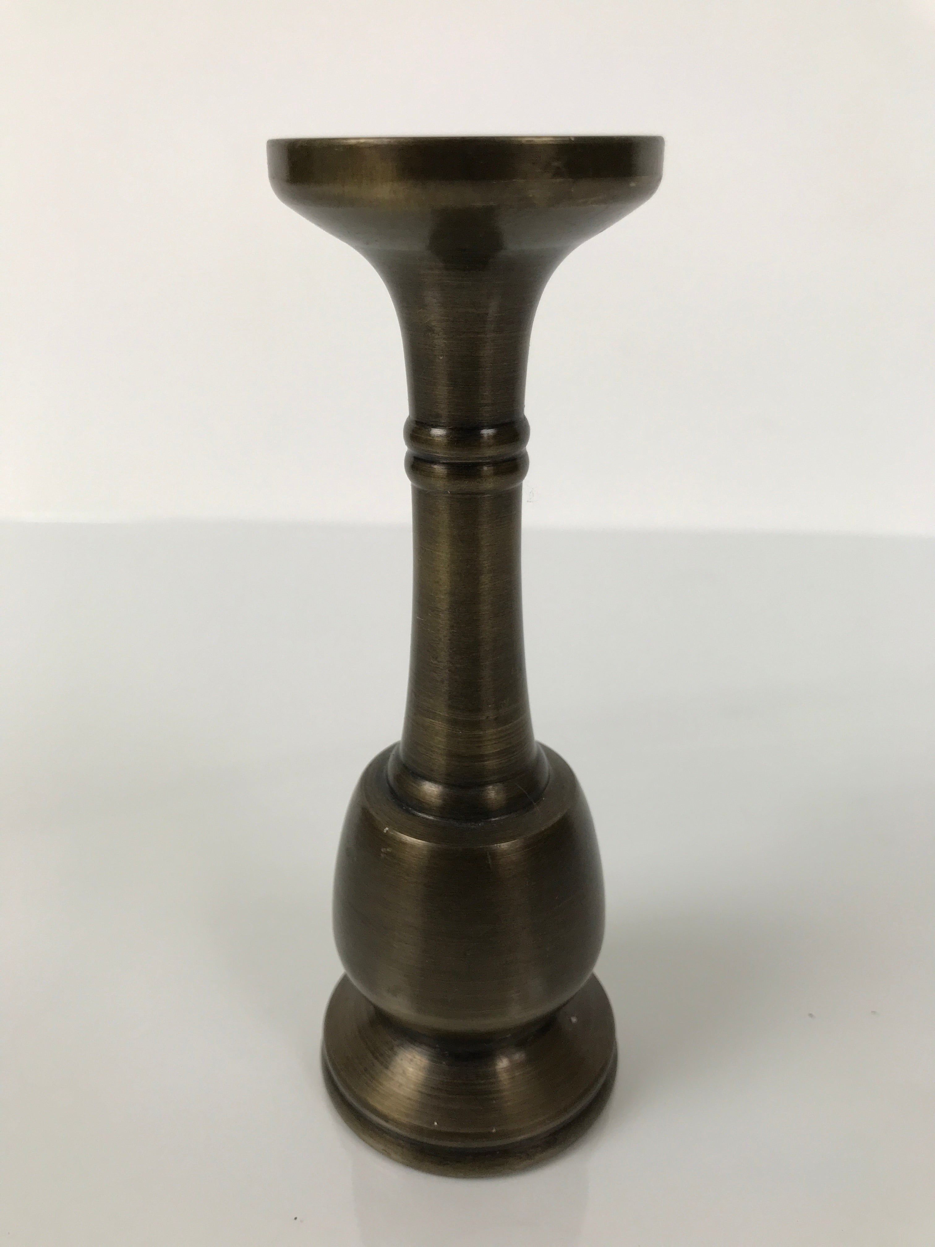 Japanese Buddhist Altar Fitting Brass Candle Stand Vtg Metal Shokudai Gold BA774