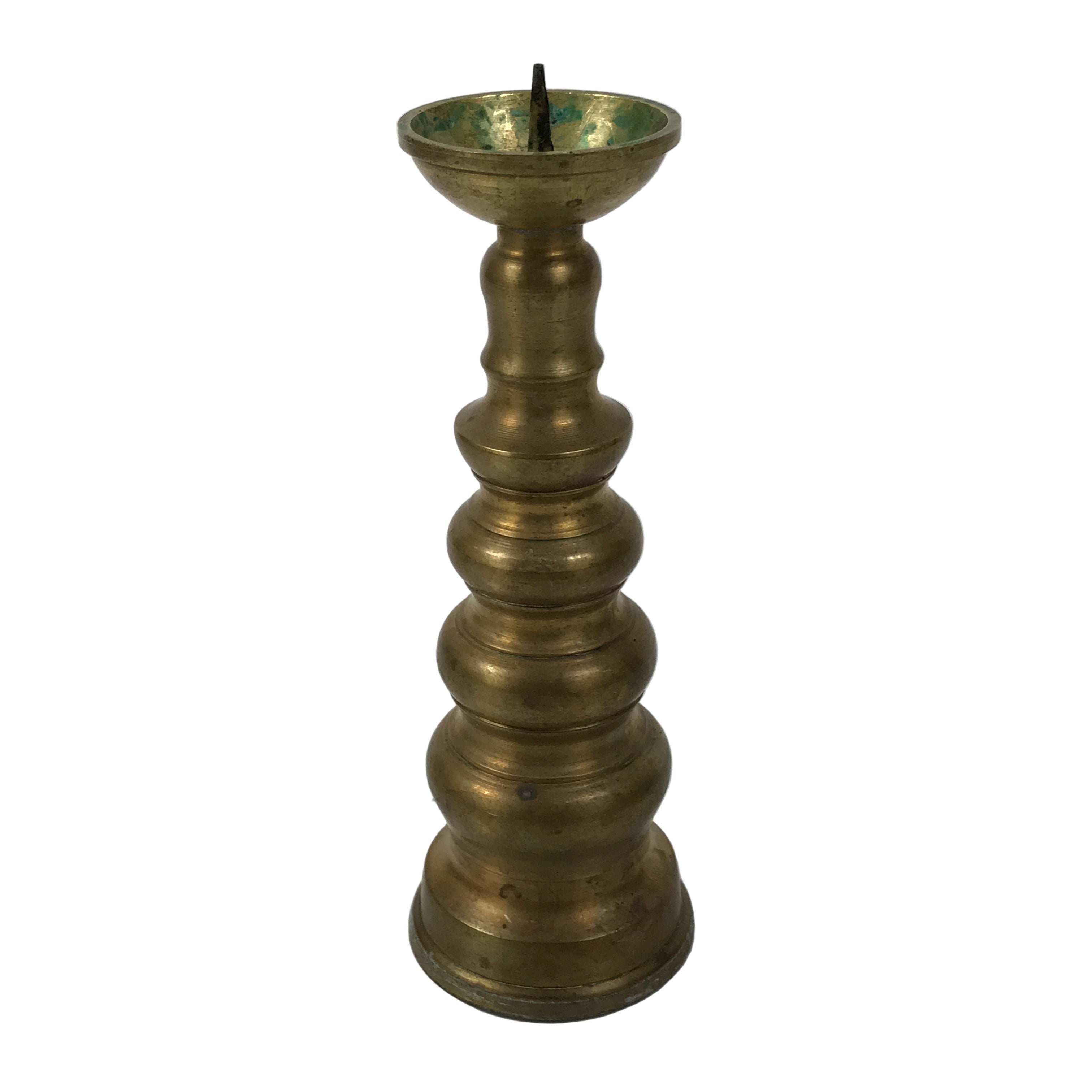 Japanese Buddhist Altar Fitting Brass Candle Stand Vtg Metal Shokudai Gold BA786