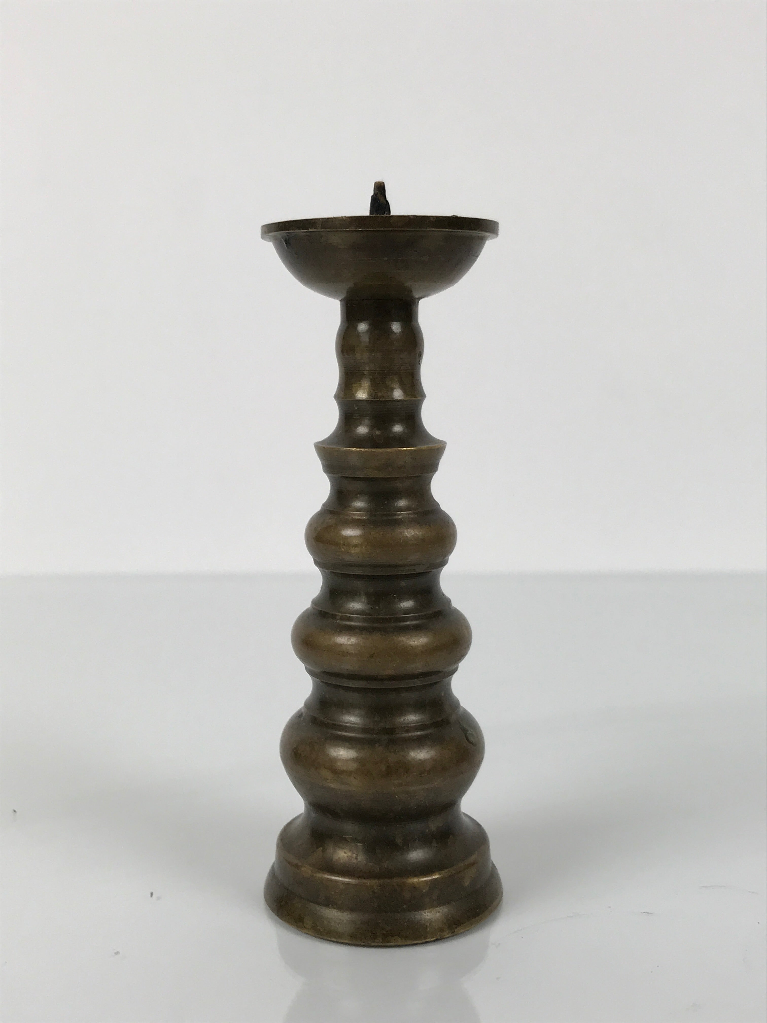 Japanese Buddhist Altar Fitting Brass Candle Stand Vtg Metal Shokudai Gold BA787