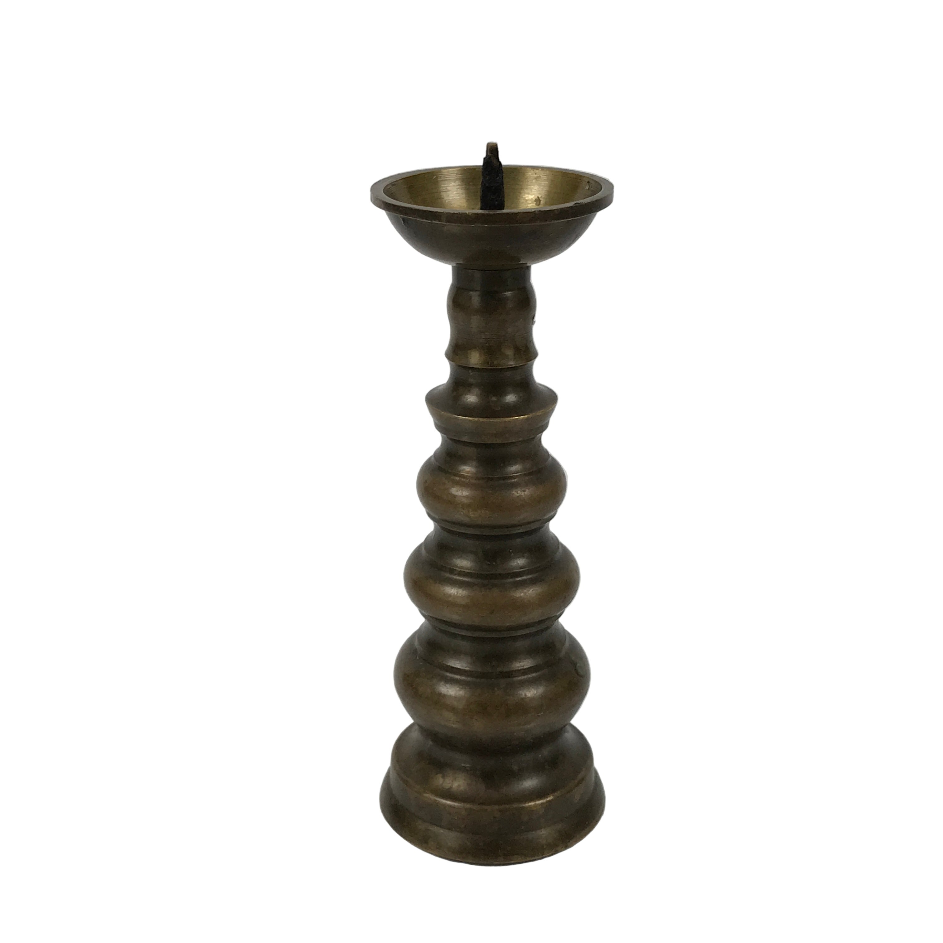 Japanese Buddhist Altar Fitting Brass Candle Stand Vtg Metal Shokudai Gold BA787