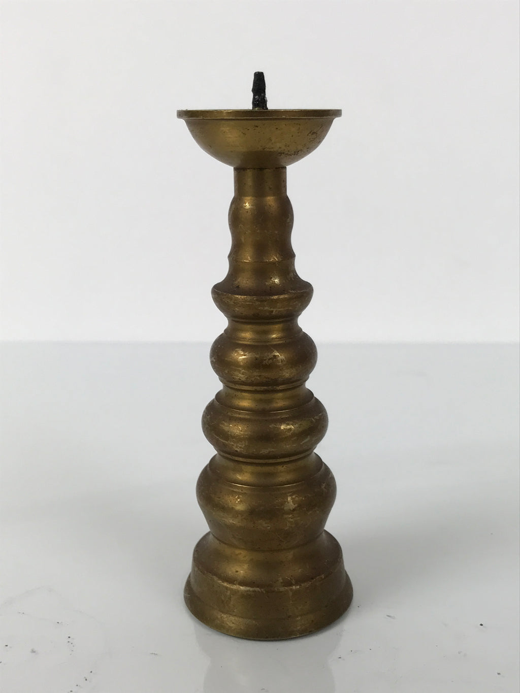Japanese Buddhist Altar Fitting Brass Candle Stand Vtg Metal Shokudai Gold BA788