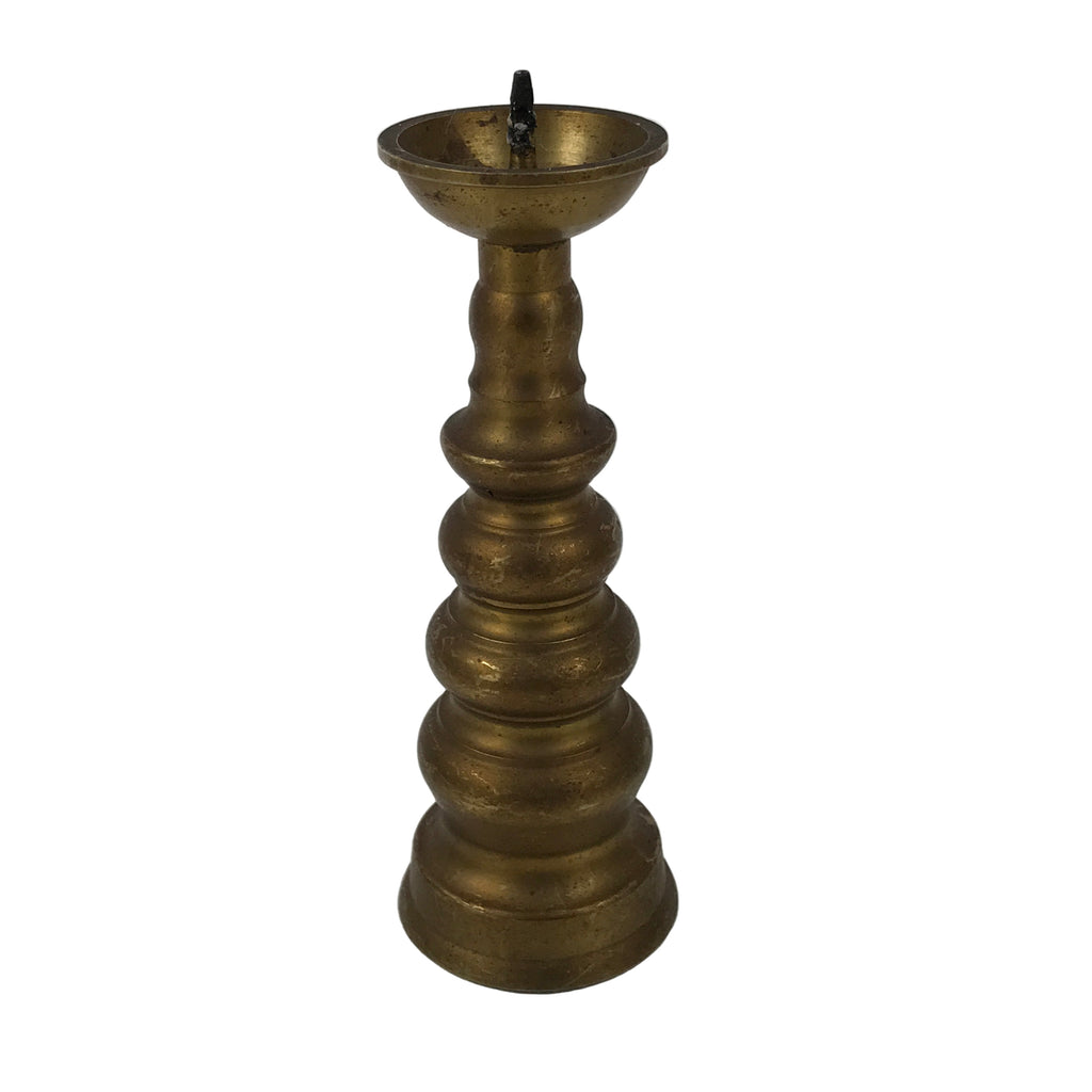 Japanese Buddhist Altar Fitting Brass Candle Stand Vtg Metal Shokudai Gold BA788