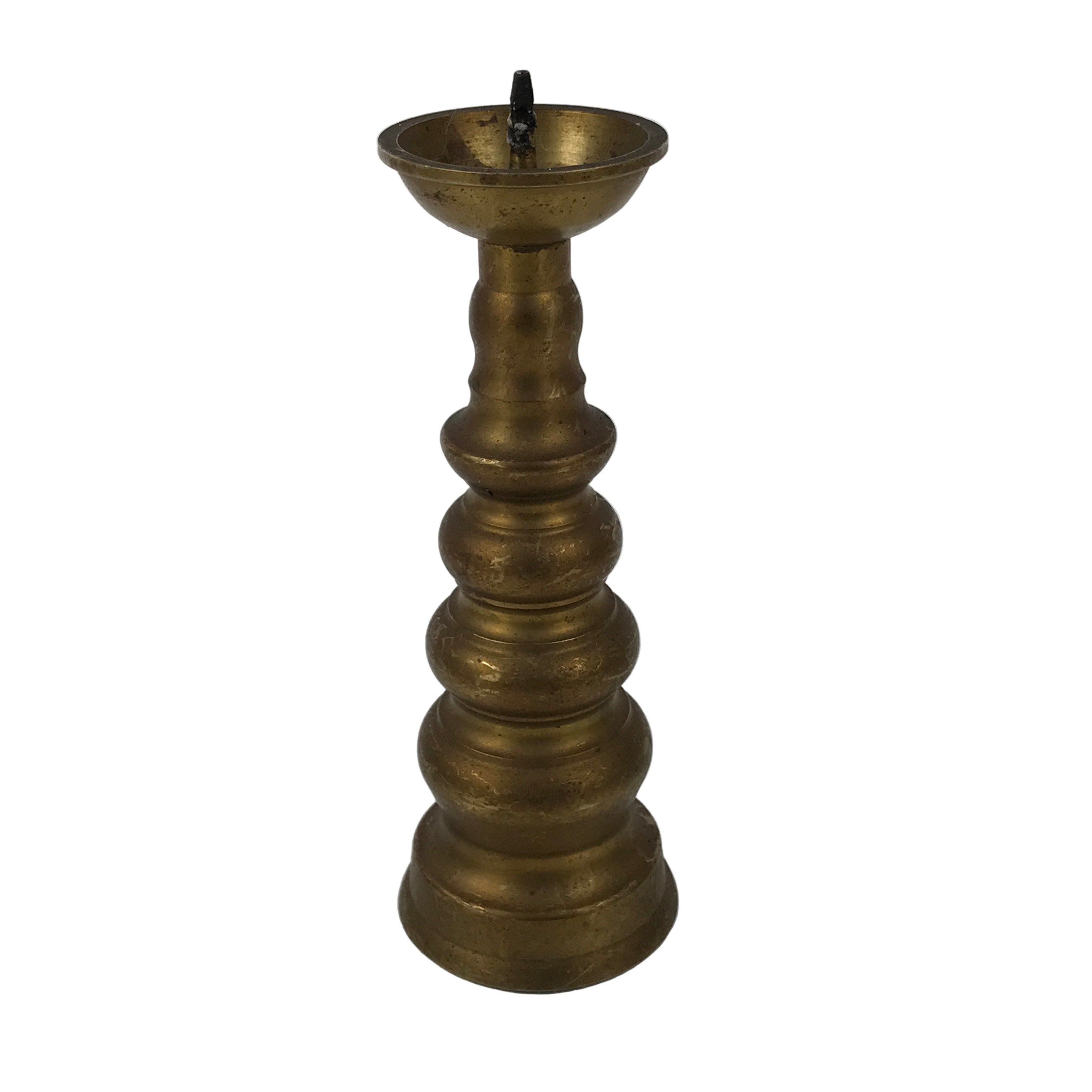 Japanese Buddhist Altar Fitting Brass Candle Stand Vtg Metal Shokudai Gold BA788