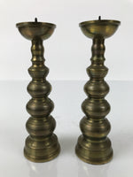 Japanese Buddhist Altar Fitting Brass Candle Stand Vtg Shokudai 2pc Gold BA743