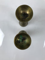 Japanese Buddhist Altar Fitting Brass Candle Stand Vtg Shokudai 2pc Gold BA743