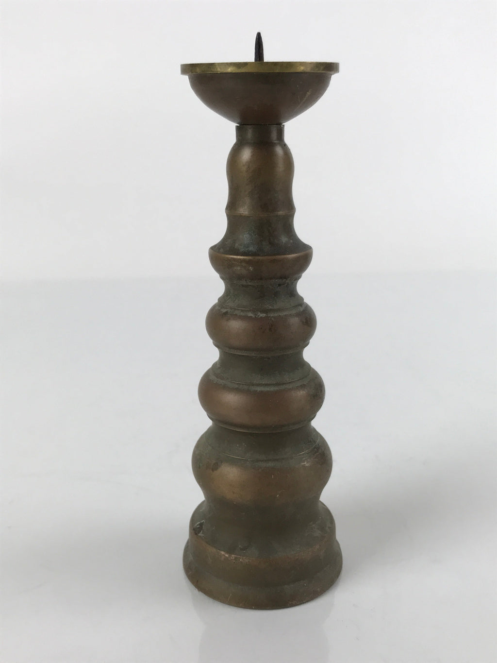 Japanese Buddhist Altar Fitting Brass Candle Stand Vtg Shokudai Brown BA277