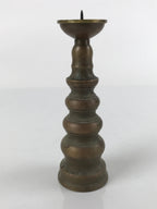 Japanese Buddhist Altar Fitting Brass Candle Stand Vtg Shokudai Brown BA277