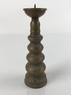 Japanese Buddhist Altar Fitting Brass Candle Stand Vtg Shokudai Brown BA277
