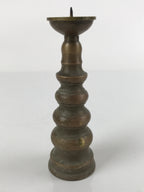 Japanese Buddhist Altar Fitting Brass Candle Stand Vtg Shokudai Brown BA277