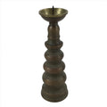 Japanese Buddhist Altar Fitting Brass Candle Stand Vtg Shokudai Brown BA277