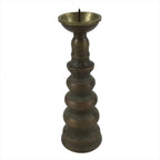 Japanese Buddhist Altar Fitting Brass Candle Stand Vtg Shokudai Brown BA277