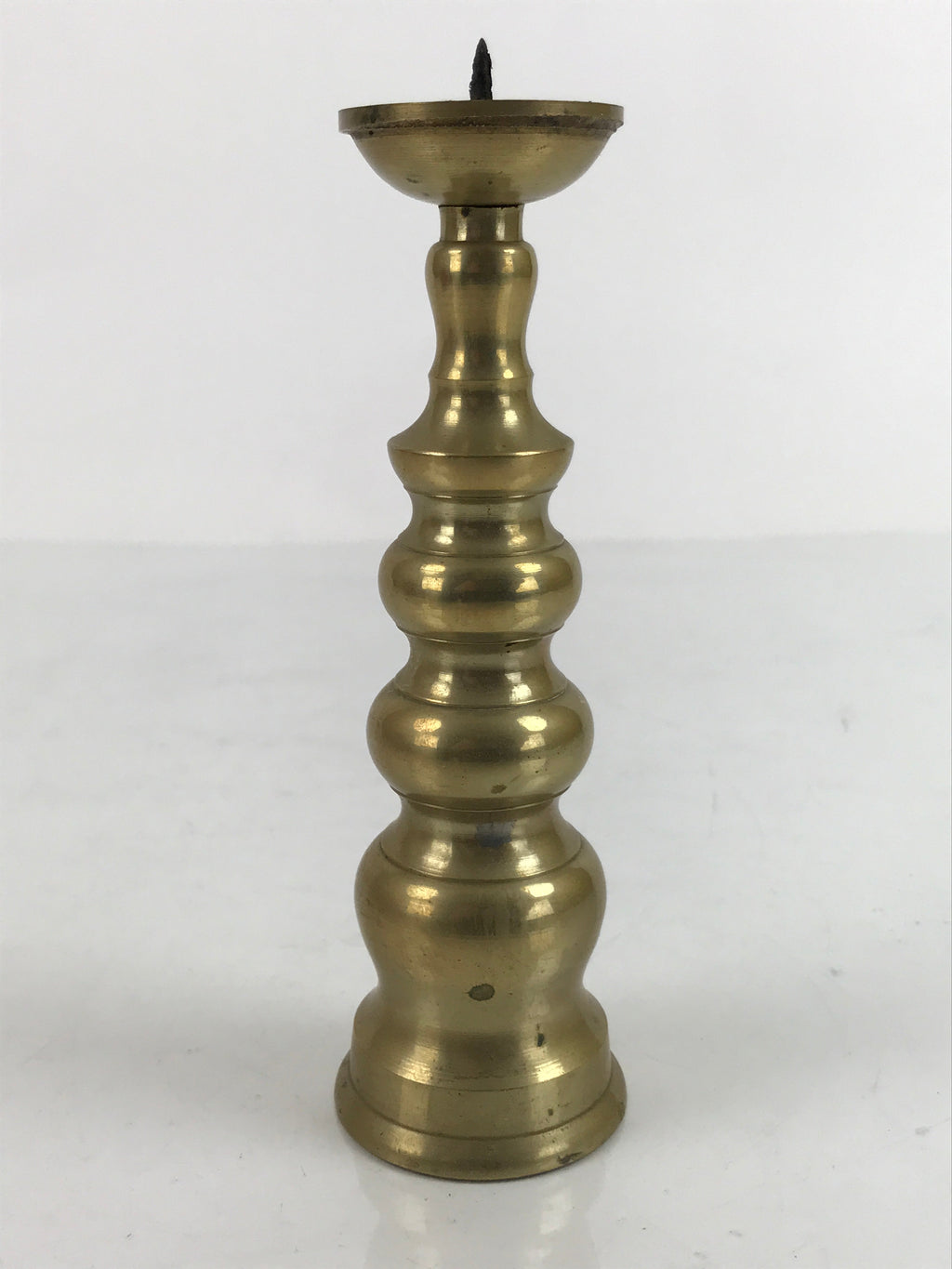 Japanese Buddhist Altar Fitting Brass Candle Stand Vtg Shokudai Gold BA335