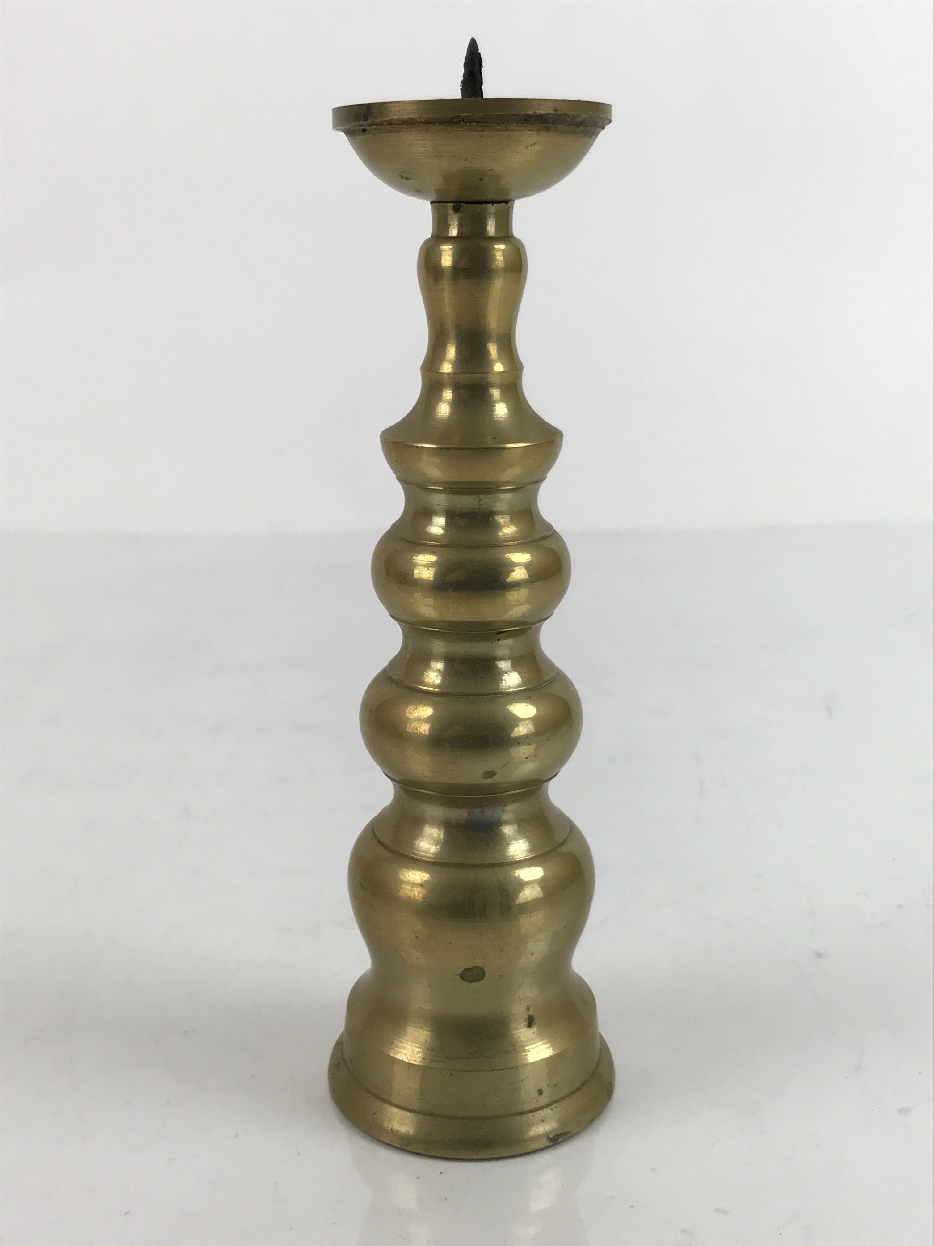 Japanese Buddhist Altar Fitting Brass Candle Stand Vtg Shokudai Gold BA335