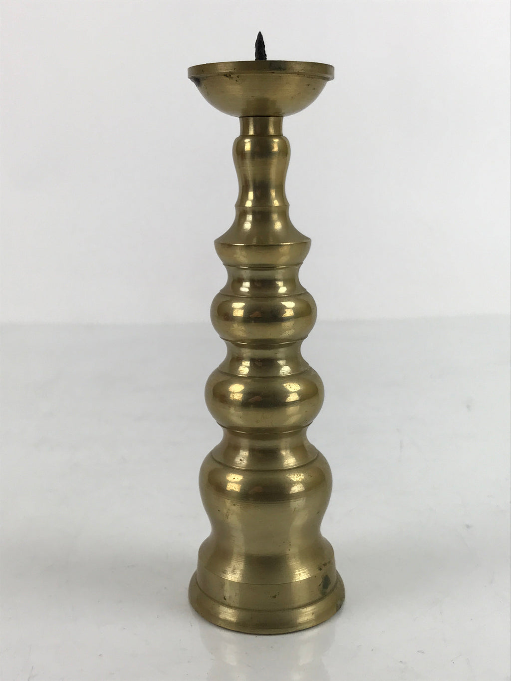 Japanese Buddhist Altar Fitting Brass Candle Stand Vtg Shokudai Gold BA335
