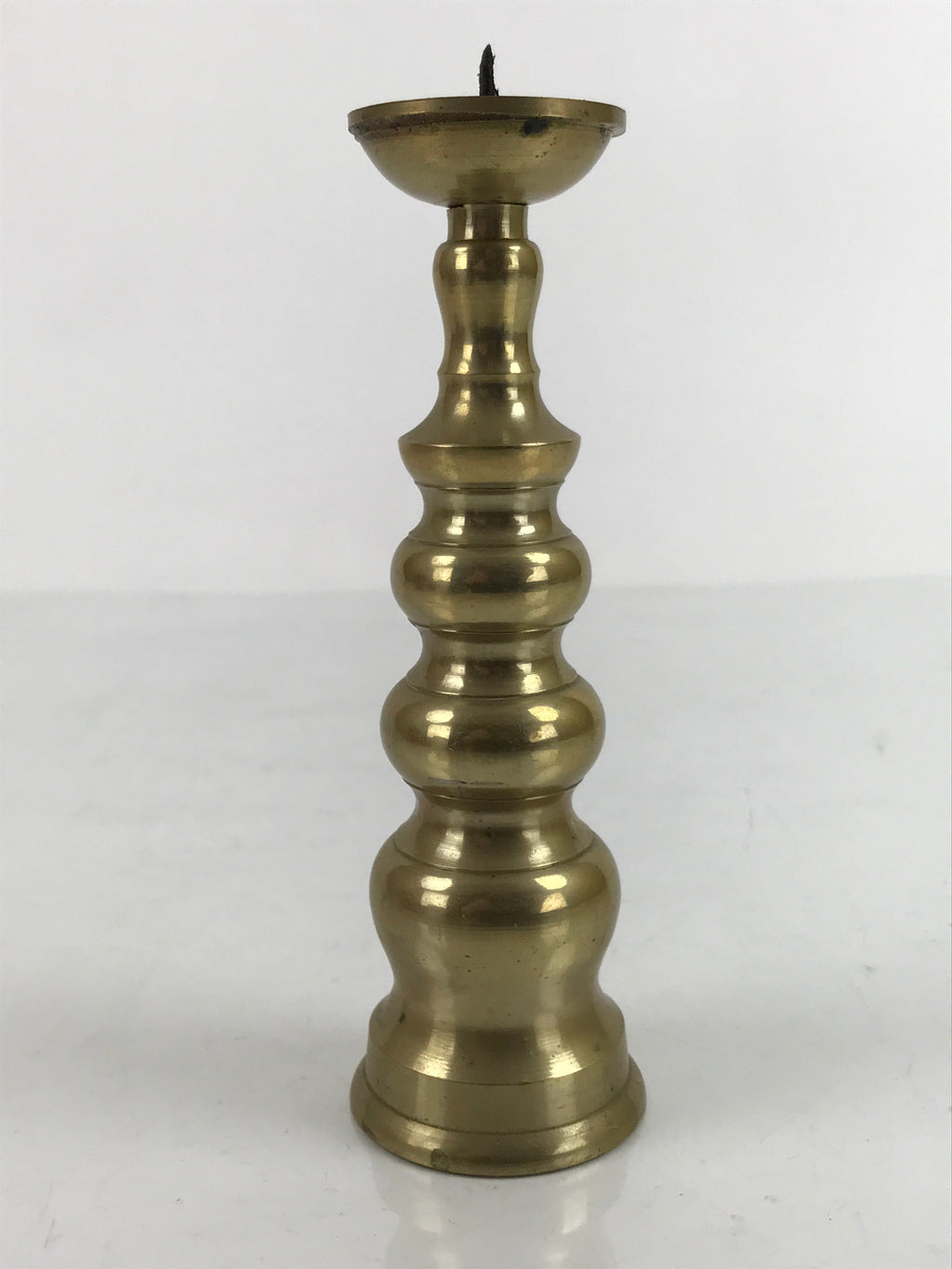 Japanese Buddhist Altar Fitting Brass Candle Stand Vtg Shokudai Gold BA335