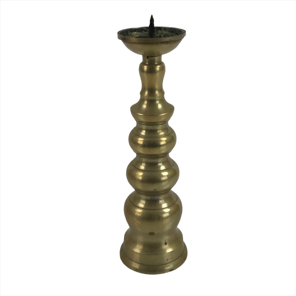 Japanese Buddhist Altar Fitting Brass Candle Stand Vtg Shokudai Gold BA335