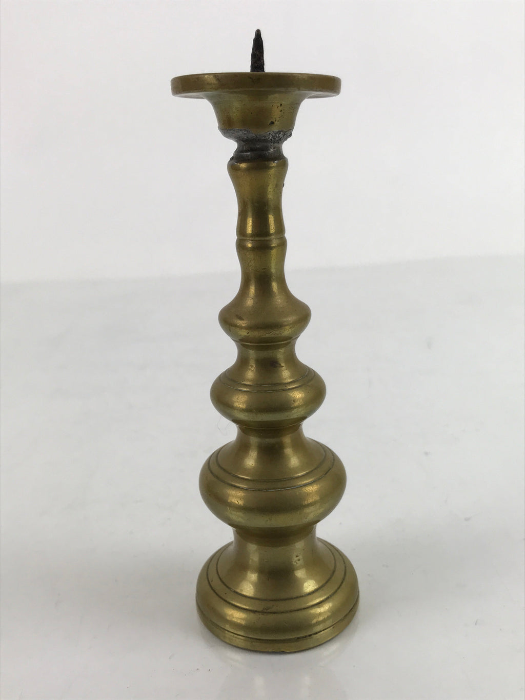 Japanese Buddhist Altar Fitting Brass Candle Stand Vtg Shokudai Gold BA336
