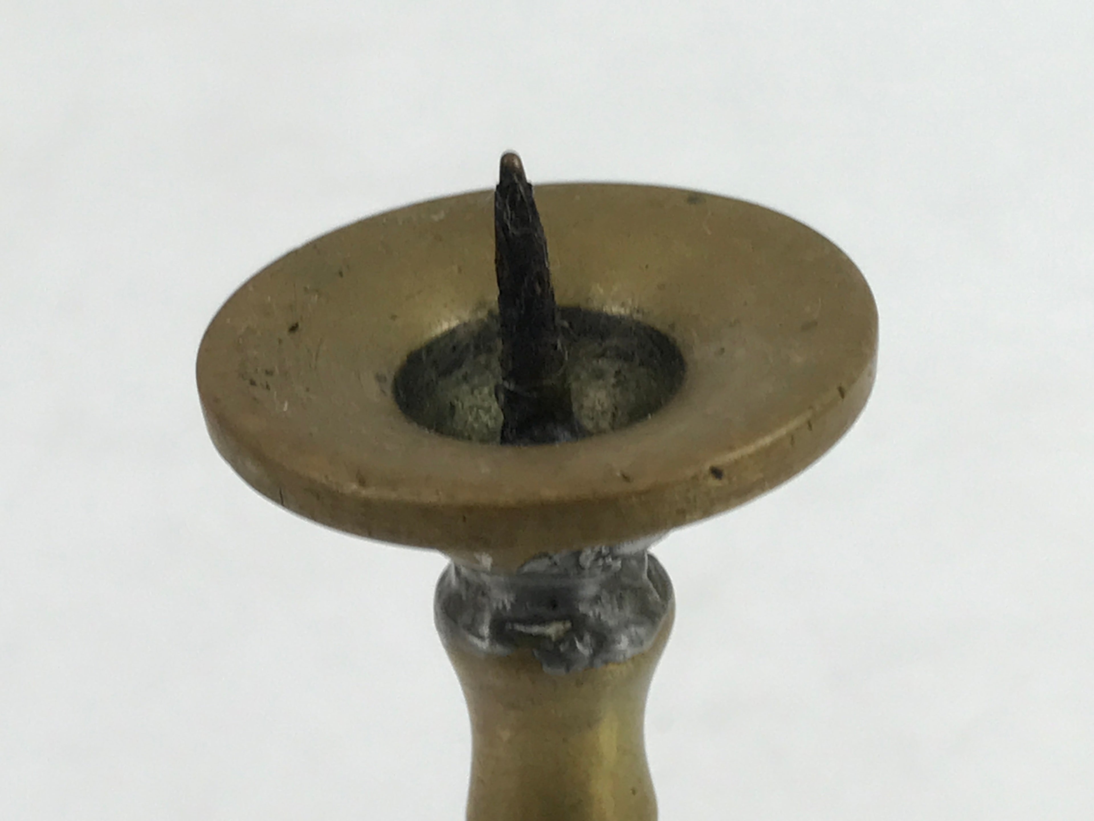 Japanese Buddhist Altar Fitting Brass Candle Stand Vtg Shokudai Gold BA336