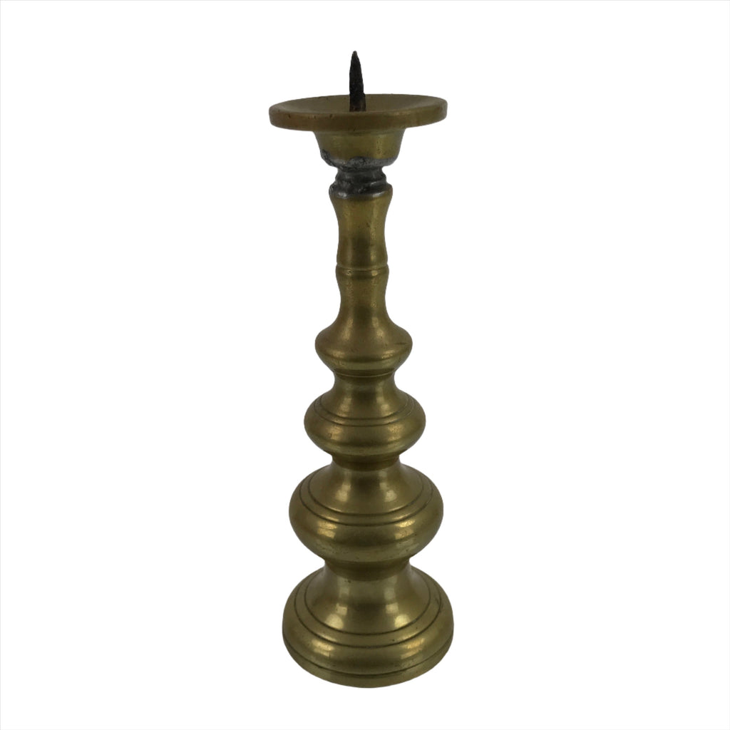 Japanese Buddhist Altar Fitting Brass Candle Stand Vtg Shokudai Gold BA336