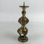 Japanese Buddhist Altar Fitting Brass Candle Stand Vtg Shokudai Gold Birds BA387