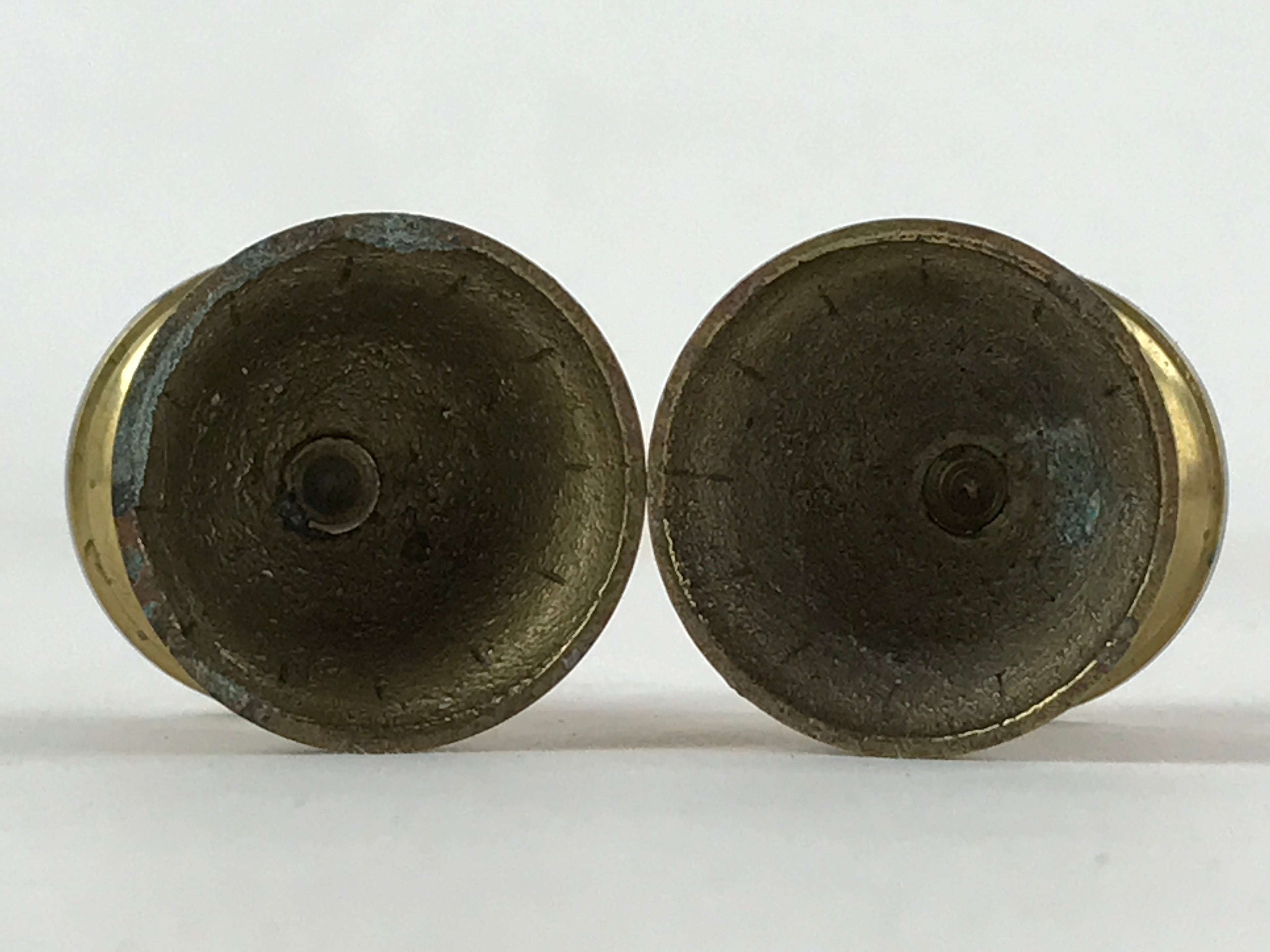 Japanese Buddhist Altar Fitting Brass Candle Stand Vtg Small Shokudai 2pc BA209