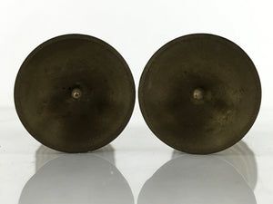 Japanese Buddhist Altar Fitting Brass Candle Stand Vtg Small Shokudai 2pc BA317