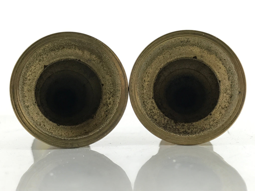Japanese Buddhist Altar Fitting Brass Candle Stand Vtg Small Shokudai 2pc BA317