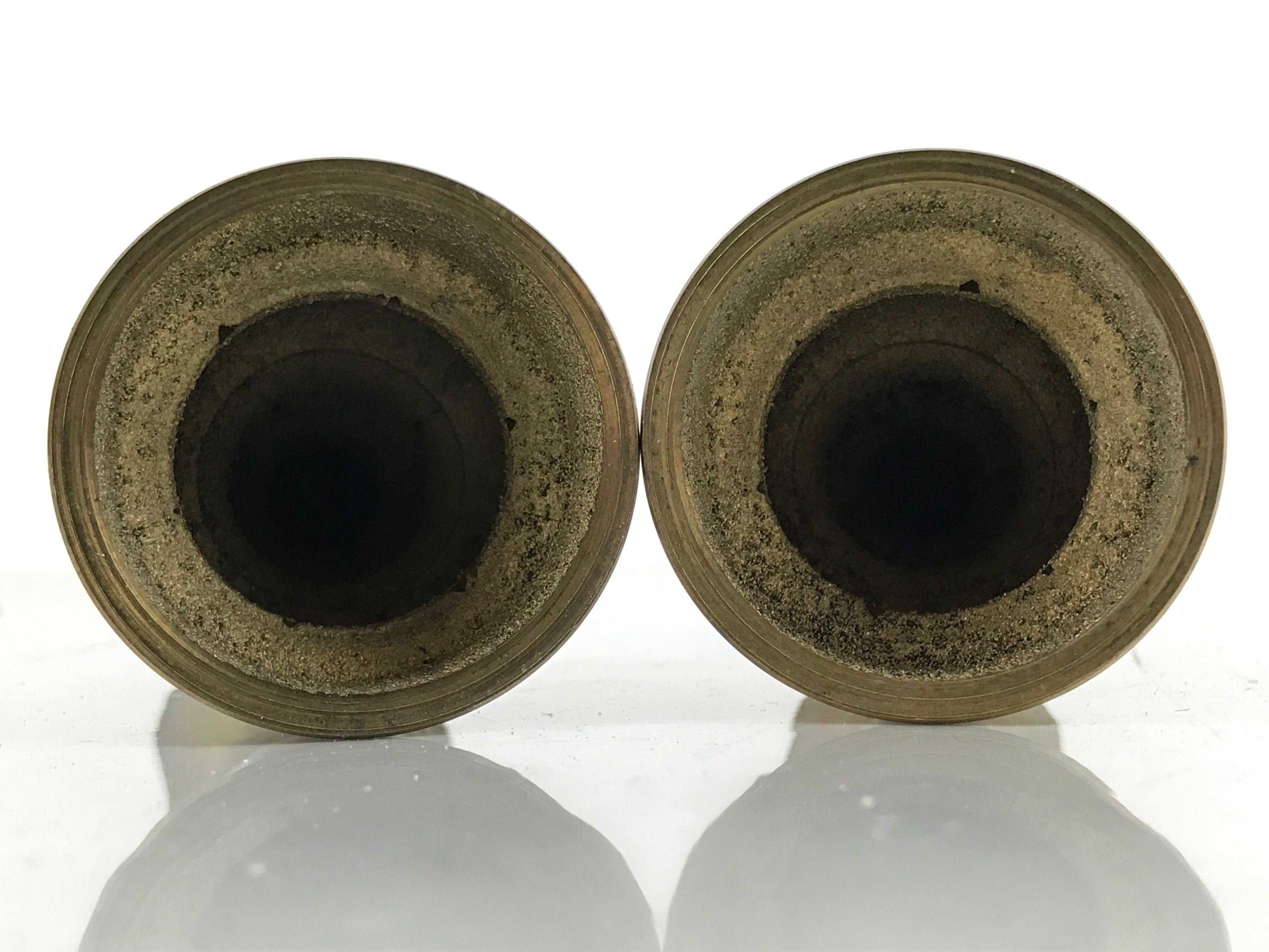 Japanese Buddhist Altar Fitting Brass Candle Stand Vtg Small Shokudai 2pc BA317