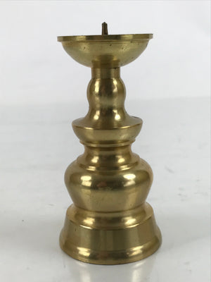 Japanese Buddhist Altar Fitting Brass Candle Stand Vtg Small Shokudai Gold BA464