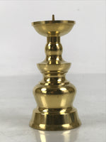 Japanese Buddhist Altar Fitting Brass Candle Stand Vtg Small Shokudai Gold BA658