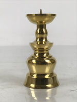 Japanese Buddhist Altar Fitting Brass Candle Stand Vtg Small Shokudai Gold BA658