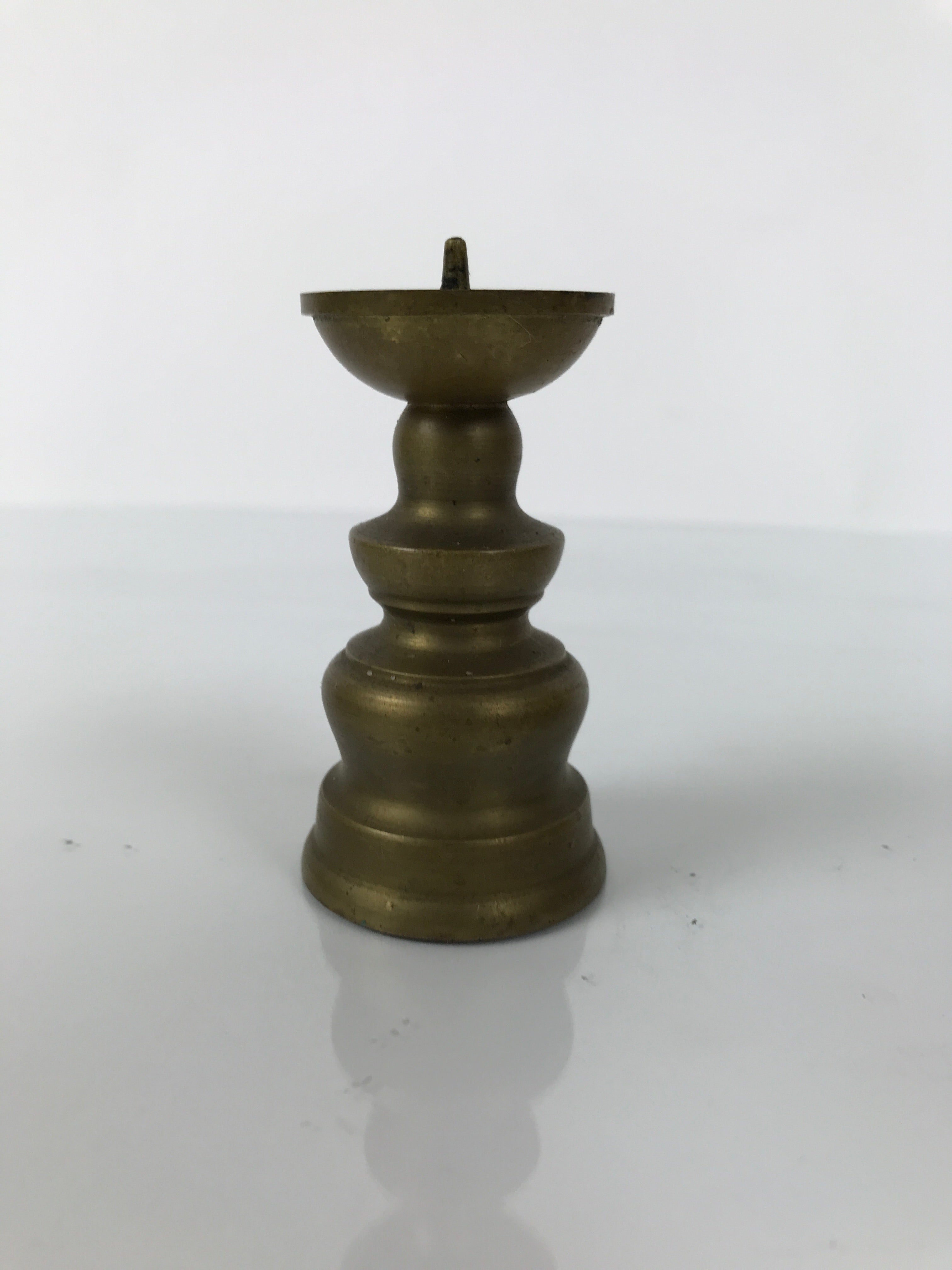 Japanese Buddhist Altar Fitting Brass Candle Stand Vtg Small Shokudai Gold BA739