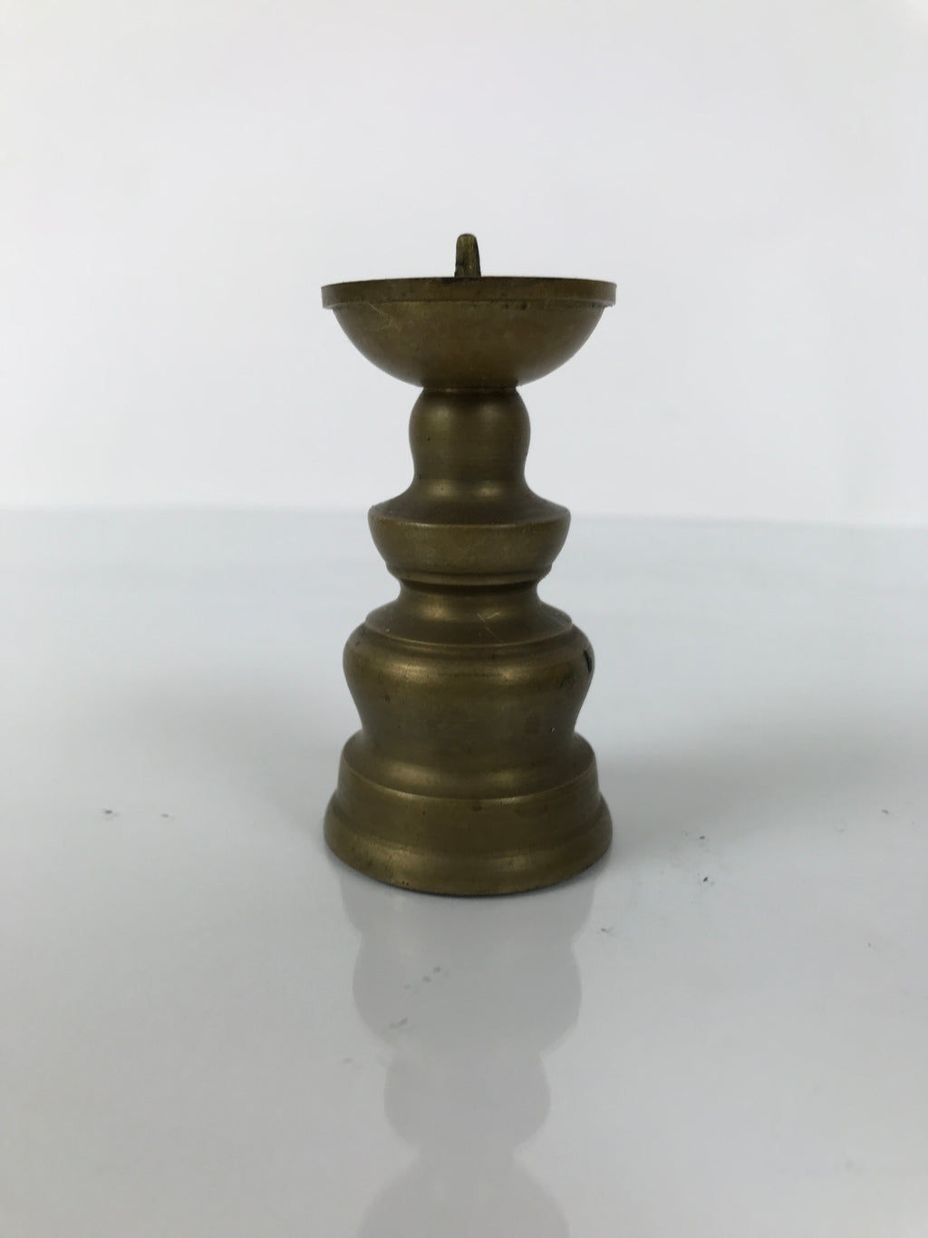 Japanese Buddhist Altar Fitting Brass Candle Stand Vtg Small Shokudai Gold BA739