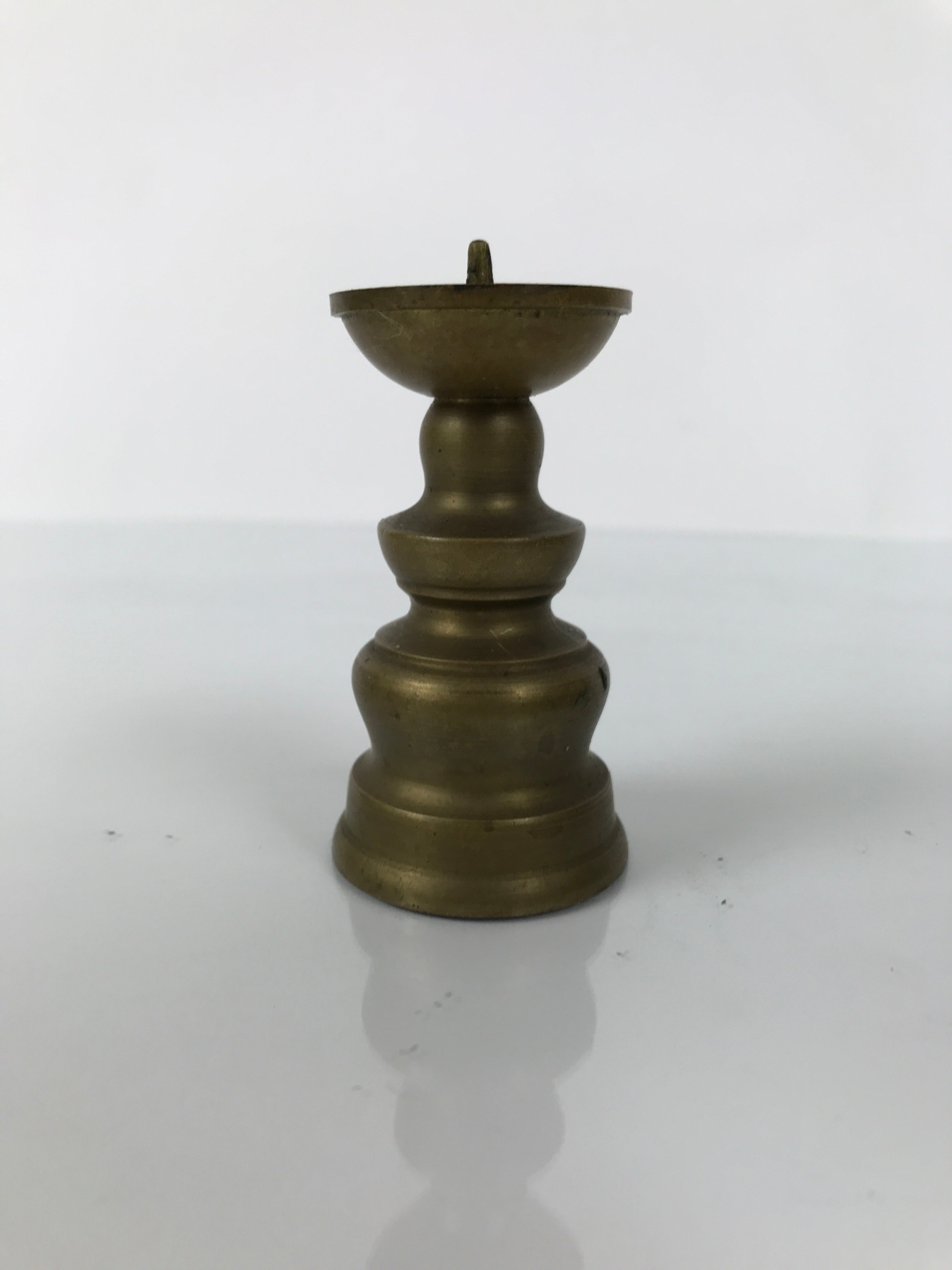 Japanese Buddhist Altar Fitting Brass Candle Stand Vtg Small Shokudai Gold BA739