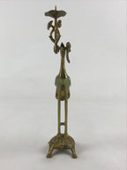 Japanese Buddhist Altar Fitting Brass Crane Shokudai Vtg Candlestick Gold BD923