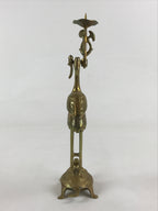 Japanese Buddhist Altar Fitting Brass Crane Shokudai Vtg Candlestick Gold BD923