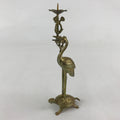 Japanese Buddhist Altar Fitting Brass Crane Shokudai Vtg Candlestick Gold BD923