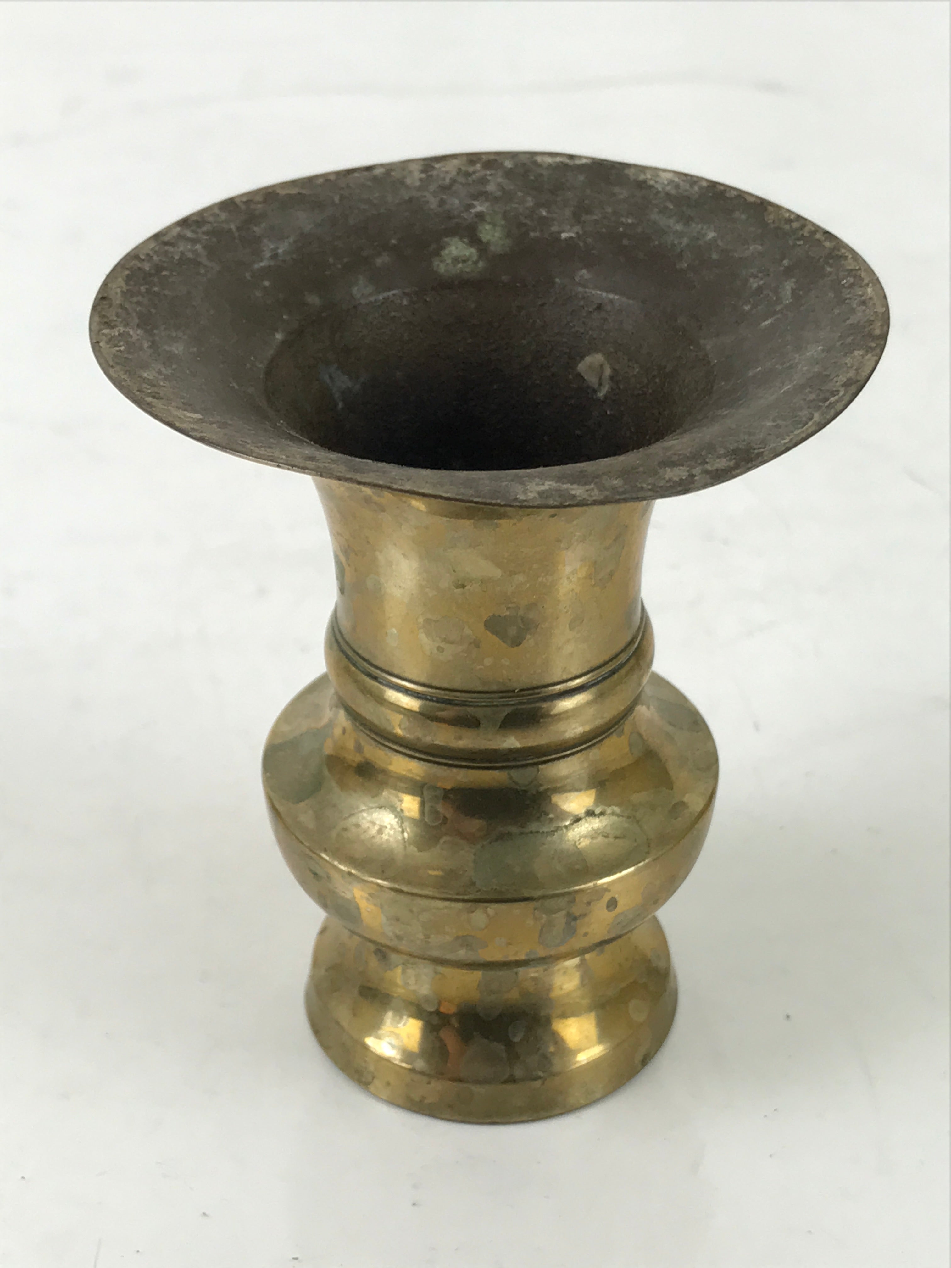 Japanese Buddhist Altar Fitting Brass Flower Vase Hanatate Butsugu Gold BA536