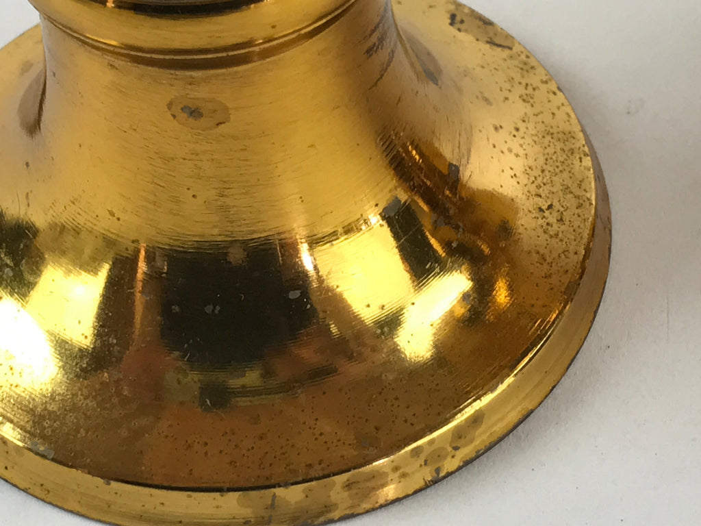 Japanese Buddhist Altar Fitting Brass Flower Vase Vtg 2pc Butsugu Gold BA51