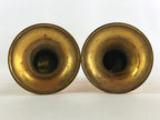 Japanese Buddhist Altar Fitting Brass Flower Vase Vtg 2pc Butsugu Gold BA51