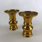 Japanese Buddhist Altar Fitting Brass Flower Vase Vtg 2pc Butsugu Gold BA51