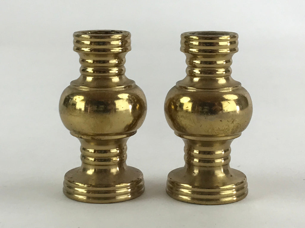 Japanese Buddhist Altar Fitting Brass Flower Vase Vtg 2pc Butsugu Gold BA54