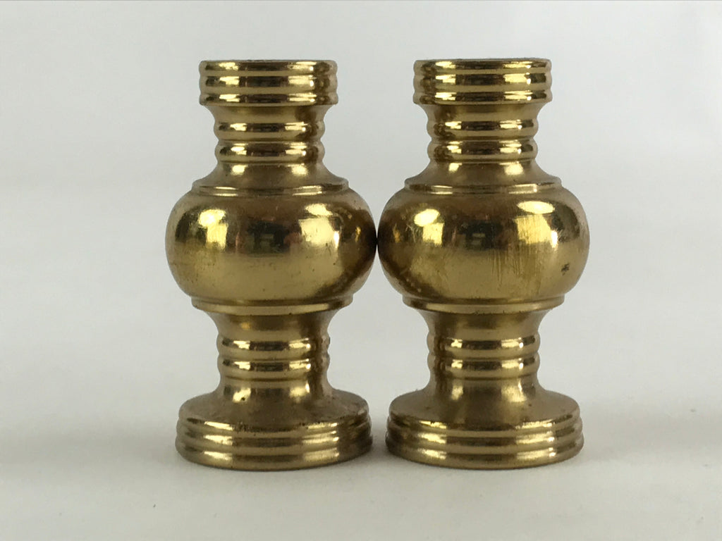 Japanese Buddhist Altar Fitting Brass Flower Vase Vtg 2pc Butsugu Gold BA54