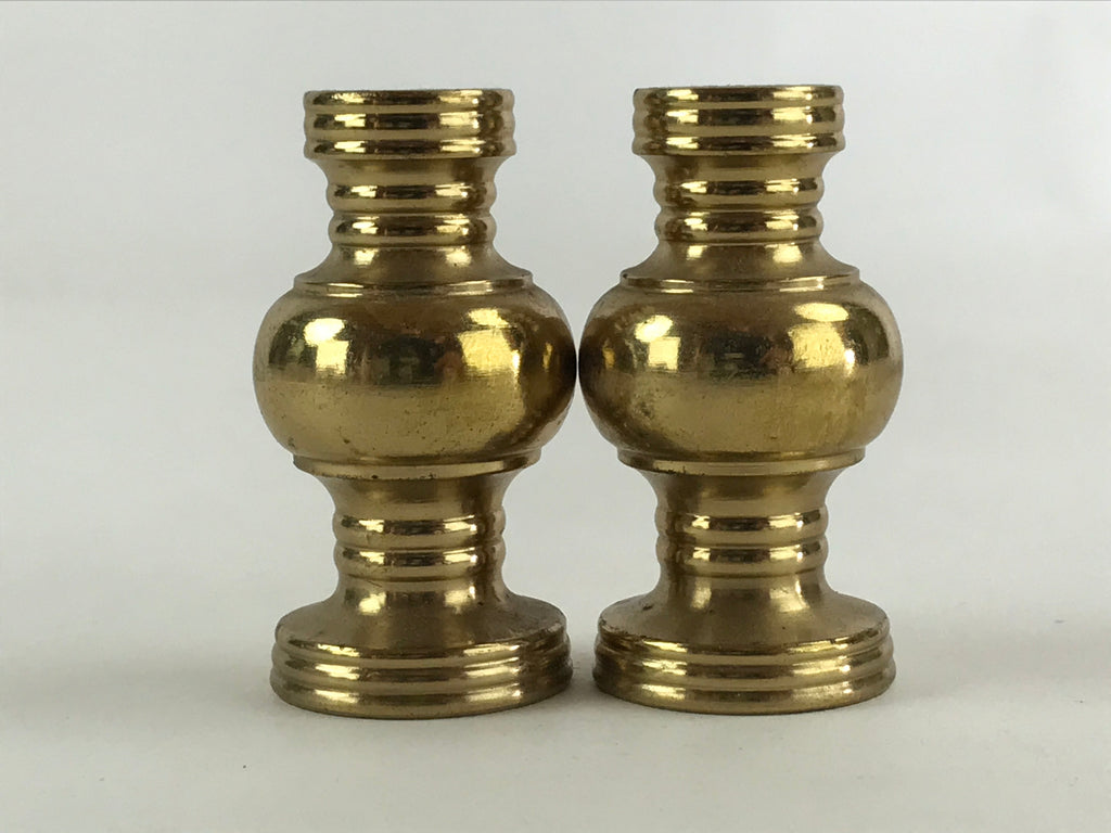 Japanese Buddhist Altar Fitting Brass Flower Vase Vtg 2pc Butsugu Gold BA54