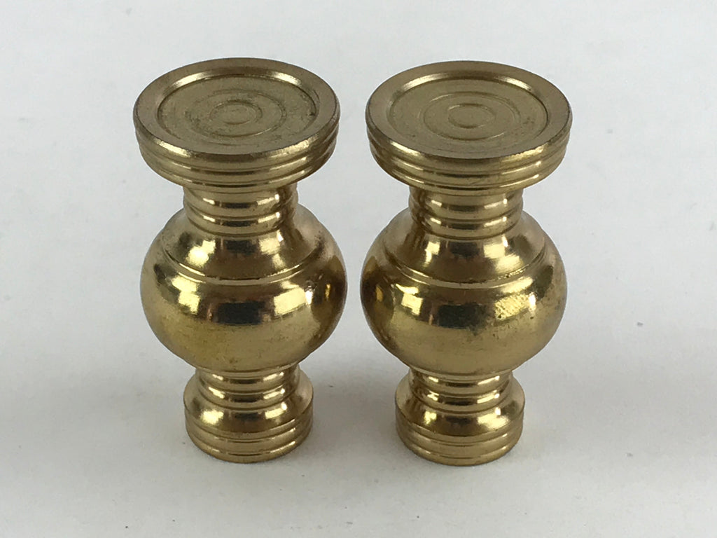 Japanese Buddhist Altar Fitting Brass Flower Vase Vtg 2pc Butsugu Gold BA54